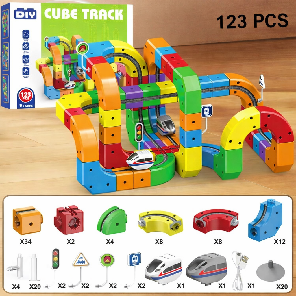 Magnetic Train Cube Track Set – Electric DIY High-Speed Rail