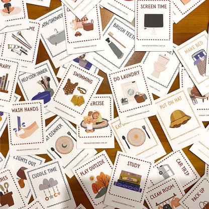 72 Daily Routine Cards & Display Stand – Visual Routine Cards for Kids