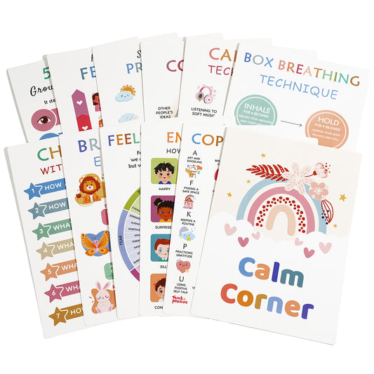 12-piece illustrated poster set for kids, ready to display at home or in classrooms