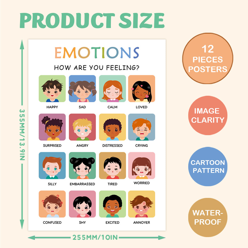 Kids activity poster with cartoon faces and child-friendly illustrations
