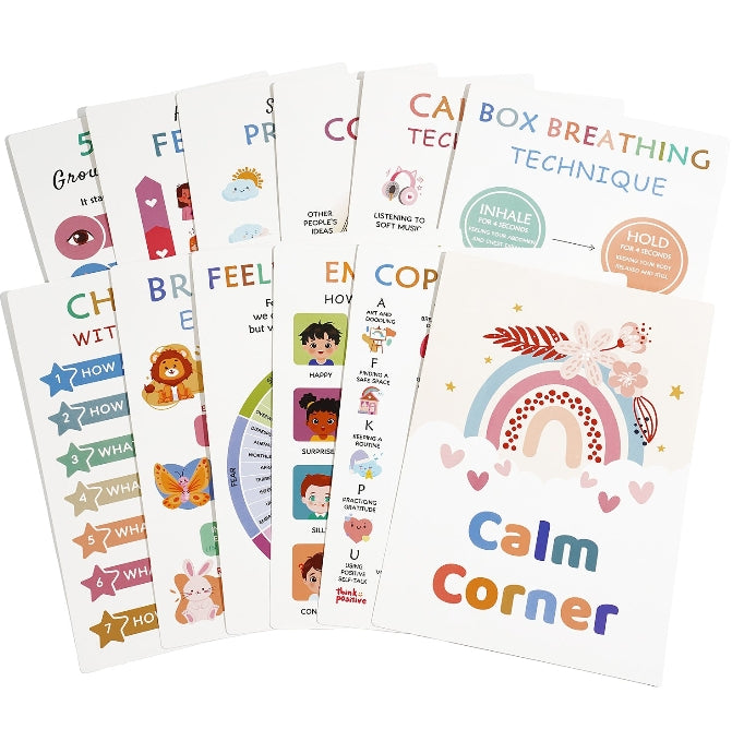 Set of calm corner posters on a white background