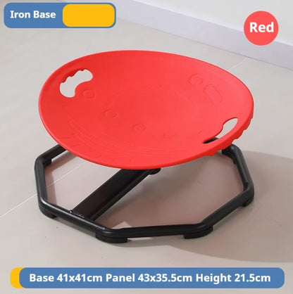 Red 360 degree sensory spinning chair for kids with stable black base