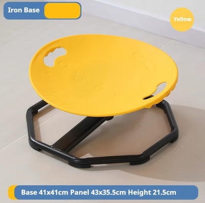 Yellow 360 degree sensory spinning chair for kids with stable black base